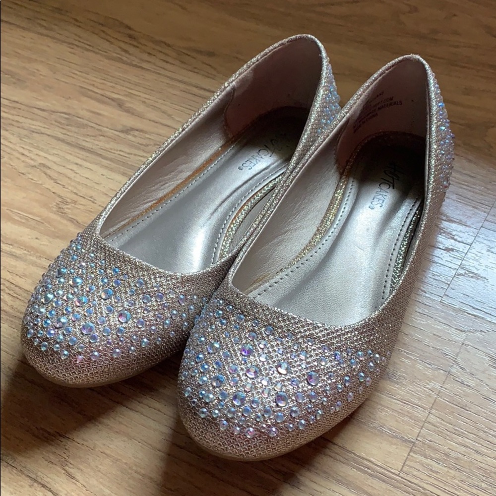 Gold and rhinestone flats